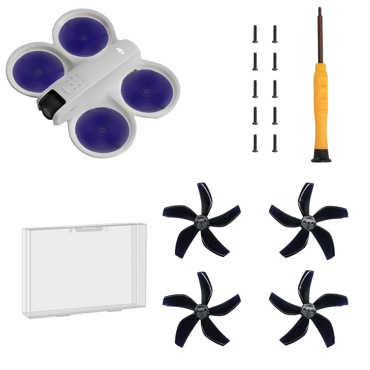 TEHAOUU Drone - Cuchillas coloridas para hélices DJI Neo de bajo ruido, silenciosas, ligeras y duraderas, para accesorios Neo, repuesto rápido, 4 piezas (negro)