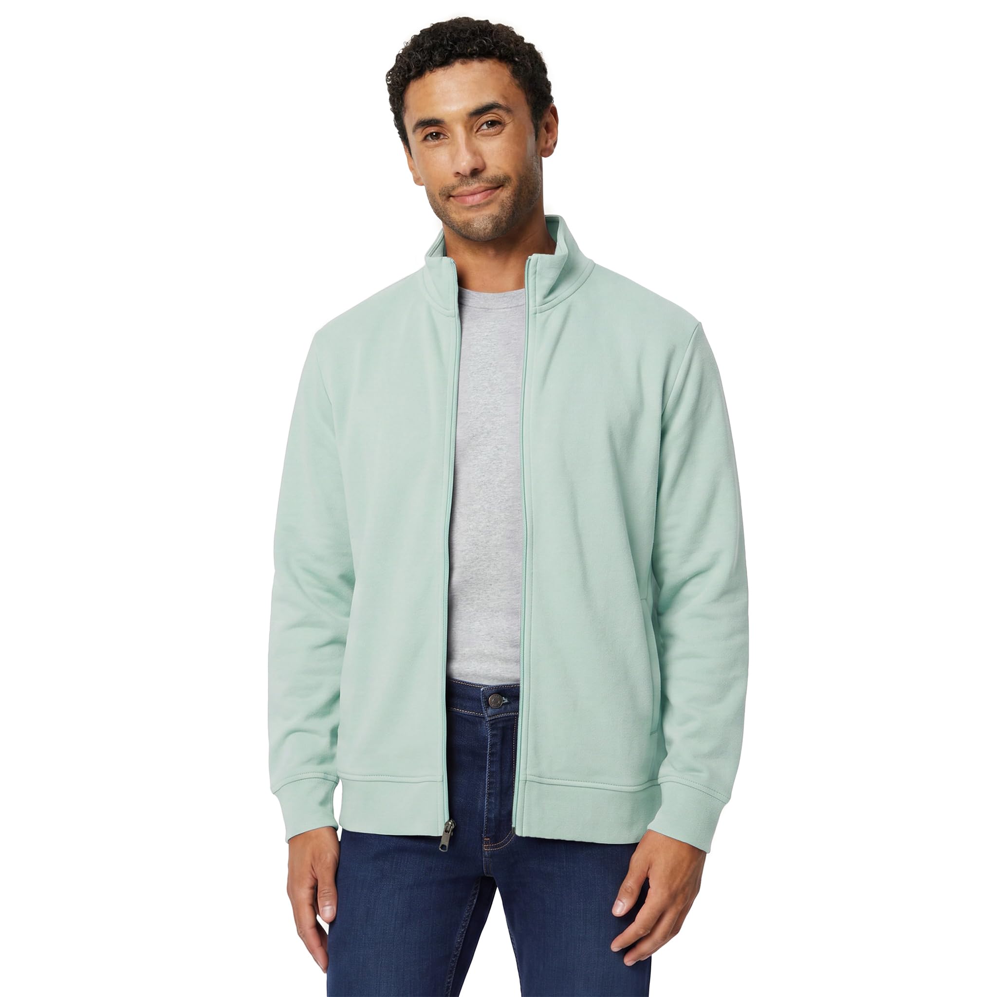Amazon Essentials - Sudadera ligera de rizo francés con cierre completo para hombre, color verde menta, talla CH