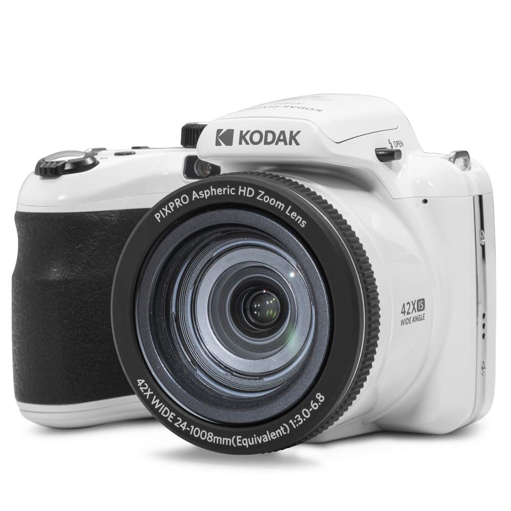 Kodak PIXPRO AZ425-WH 20MP Digital Camera 42X Optical Zoom 24mm Wide Angle Lens 1080P Full HD Video Optical Image Stabilization Li-Ion Battery 3" LCD Vlogging Camera (White)