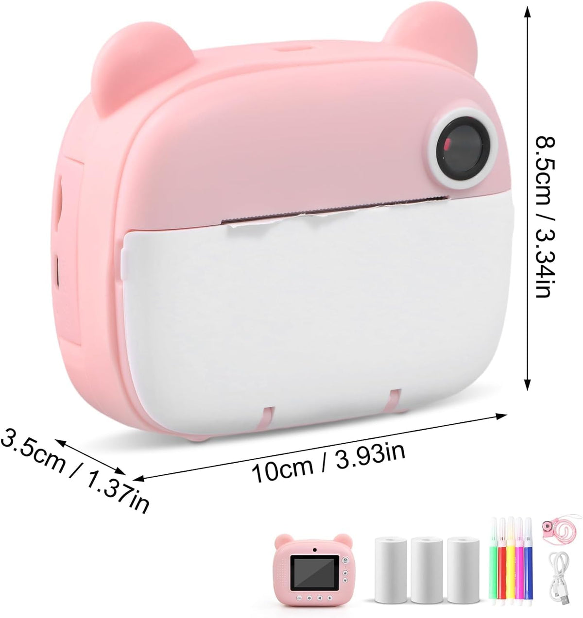 WEAGP Cámara Fotos Infantil, Cámara Instantánea para Niños 1080p HD con 32GB Tarjeta SD y 3 Vols Papel de Impresión, Camara Infantilespara Niñas para Niños y Niñas de 3 a 12 Años (Rosa)