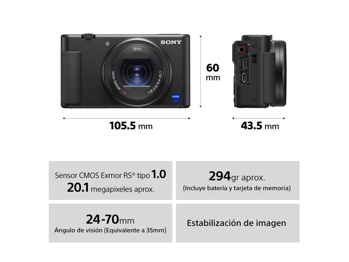 Sony DCZV1/B Cámara ZV-1 para videoblogs, Compacto, Negro