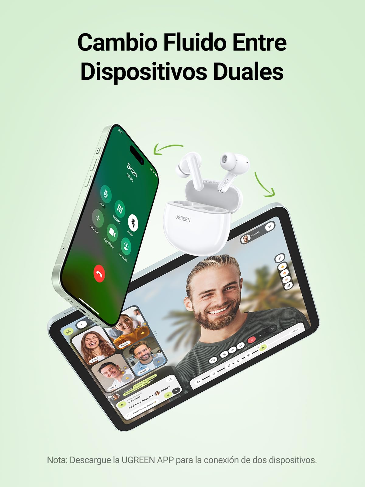 UGREEN Audífonos Inalámbricos Bluetooth 5.4, 12mm Diafragmas con ENC