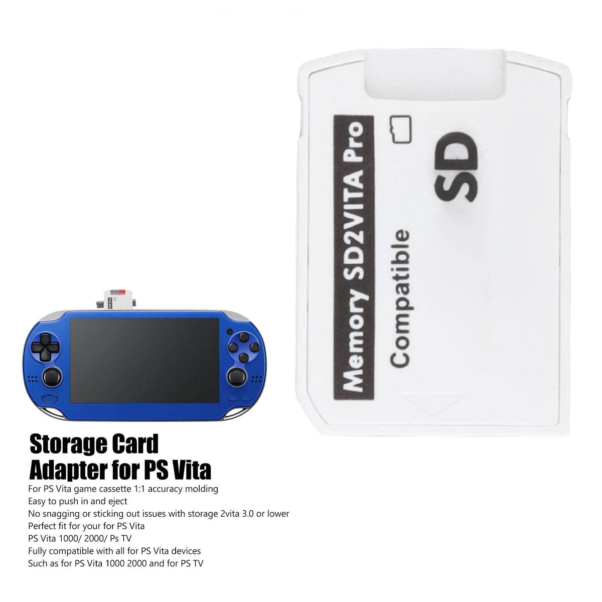Acogedor Adaptador de Tarjeta de Memoria SD2Vita, Adaptador de Tarjeta de Memoria PS Vita 5.0, hasta 256 GB, Adaptador de Tarjeta de Almacenamiento para PS Vita 1000 2000, Sistema HENkaku