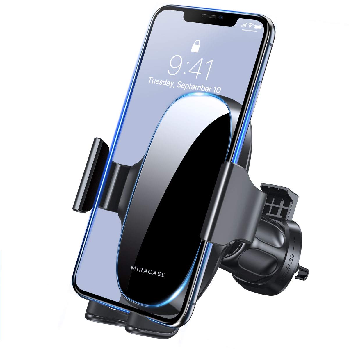 Miracase 2025 Generación Soporte Celular Automóvil, Base Porta Celular Auto Ventilación, Rotación 360º con Gancho Metálico y Botón Liberación con iPhone 15 14 13 Pro MAX, Galaxy S23 Ultra, Xiaomi
