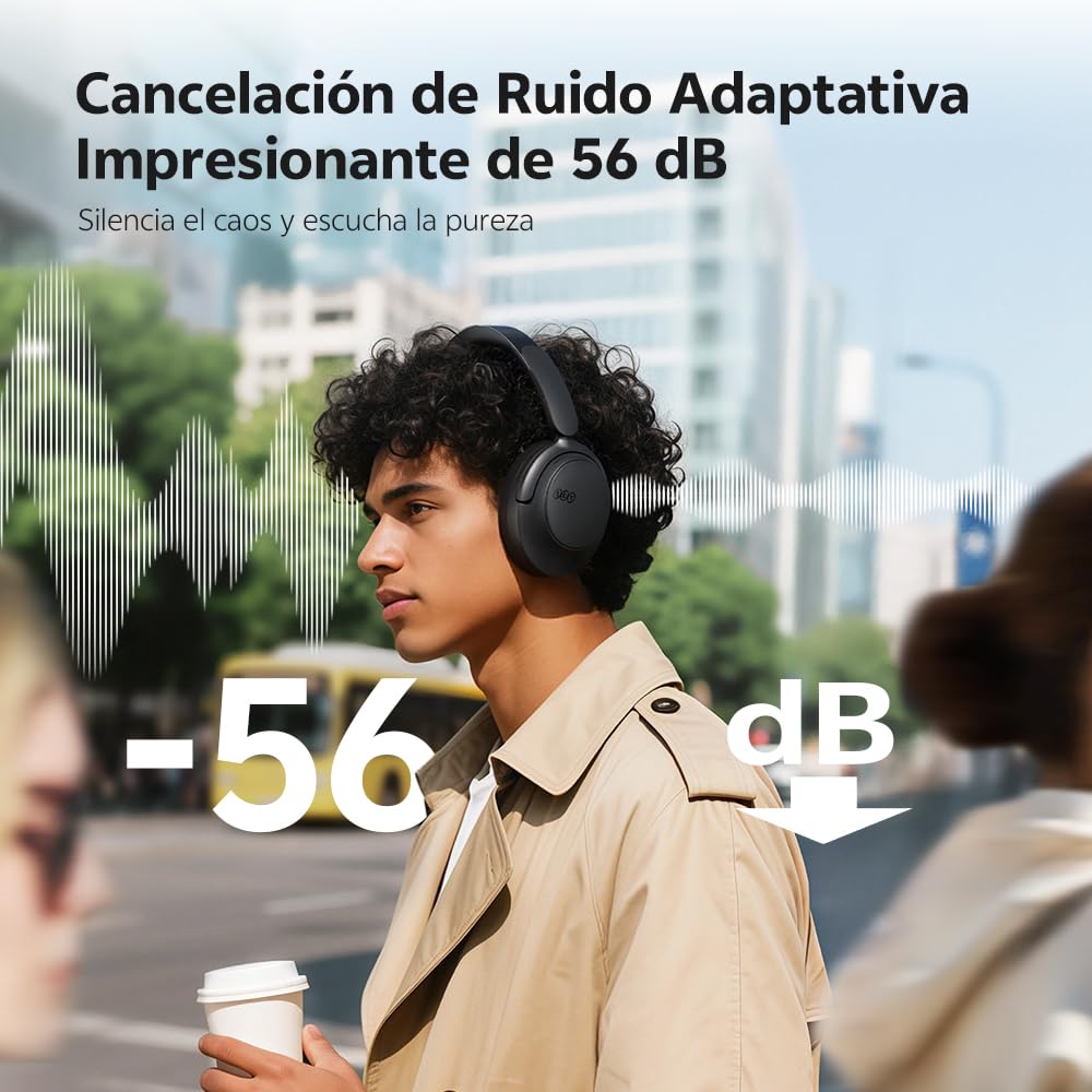 QCY H3S Audifonos Inalambricos Diadema, 102H Reproducción, Carga Rápida, Cancelación Activa de Ruido Híbrida, Sonido Hi-Res, Múltiples Modos, Ajuste Cómodo, Bluetooth 6.0