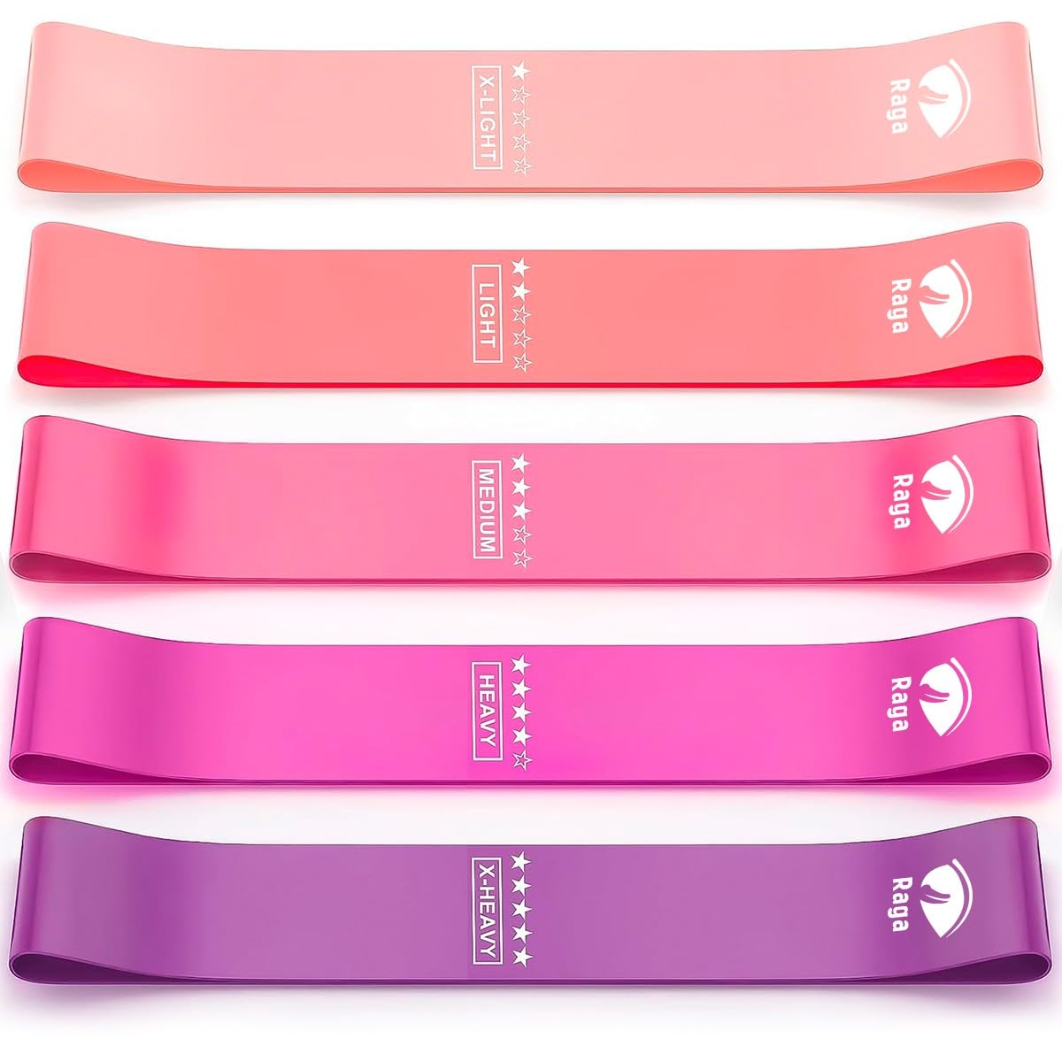 Raganet, Bandas de Resistencia Elasticas, Juego de 5 Ligas de Látex, 5 Tipos de Resistencia, Yoga, Pilates, Fisioterapia, Rehabilitación, Interior y Exterior