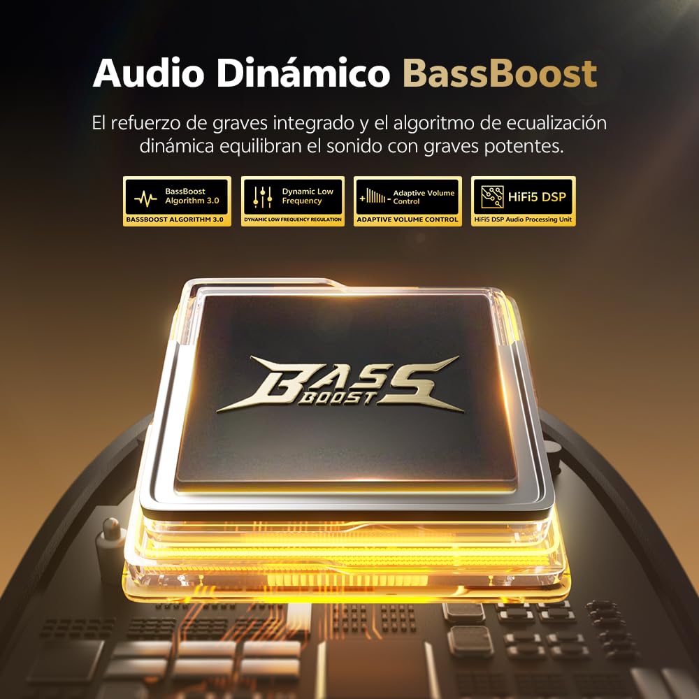 QCY Crossky R70 Auriculares Inalámbricos, Audífonos Oído Abierto con 52 Horas de Reproducción, Hi-Res Audio y LDAC, Bluetooth 6.0, Carga Inalámbrica y Conexión Multipunto, Resistente al Agua lPX5