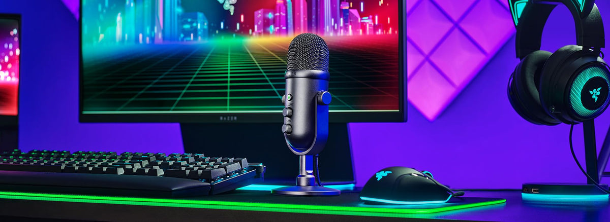 Razer -Microfono Gamer Seiren V2 Pro -Micrófono USB Reacondicionado - Microfono PC Gamer Dinámico con Frecuencia de 20000 Hz y 120 dB - Micrófono para podcast Ideal para Streaming y Grabación de Voz