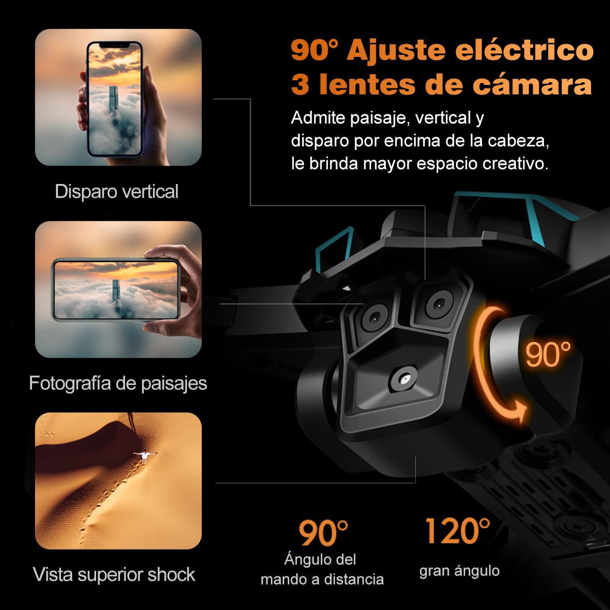 JCMO Mini Drones con cámara 8K,Dron con motor sin escobillas con 3 baterías, Mini Dron Juguetes Regalo para Principiantes Adolescentes.