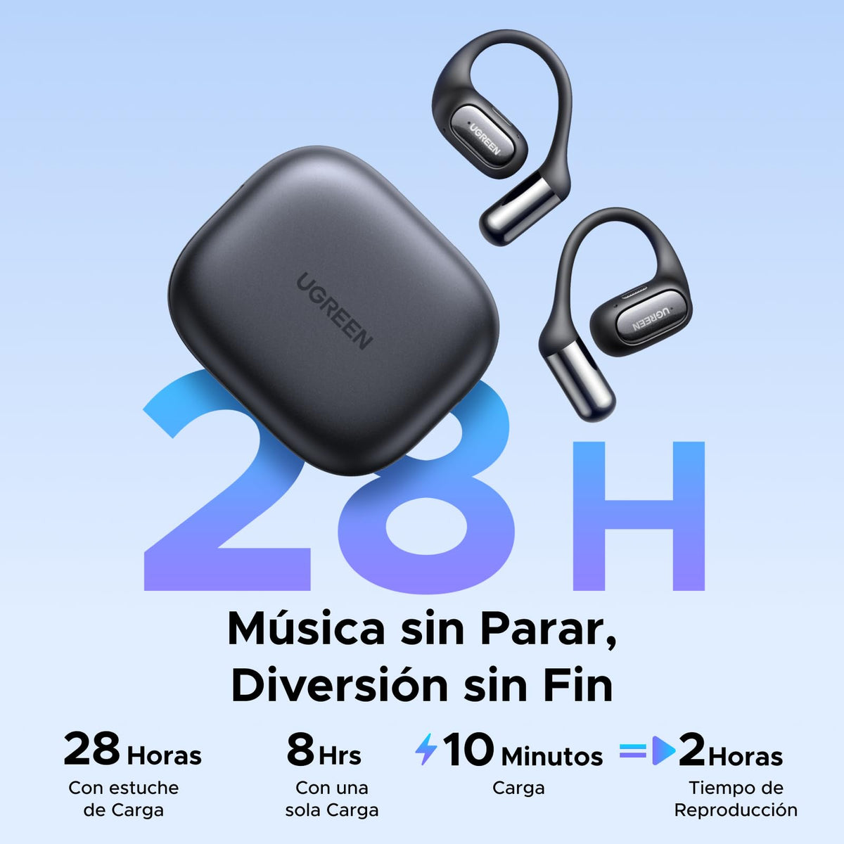 UGREEN Audífonos Open Ear con ANC Cancelación Adaptativa 32H 4 Micrófono IA