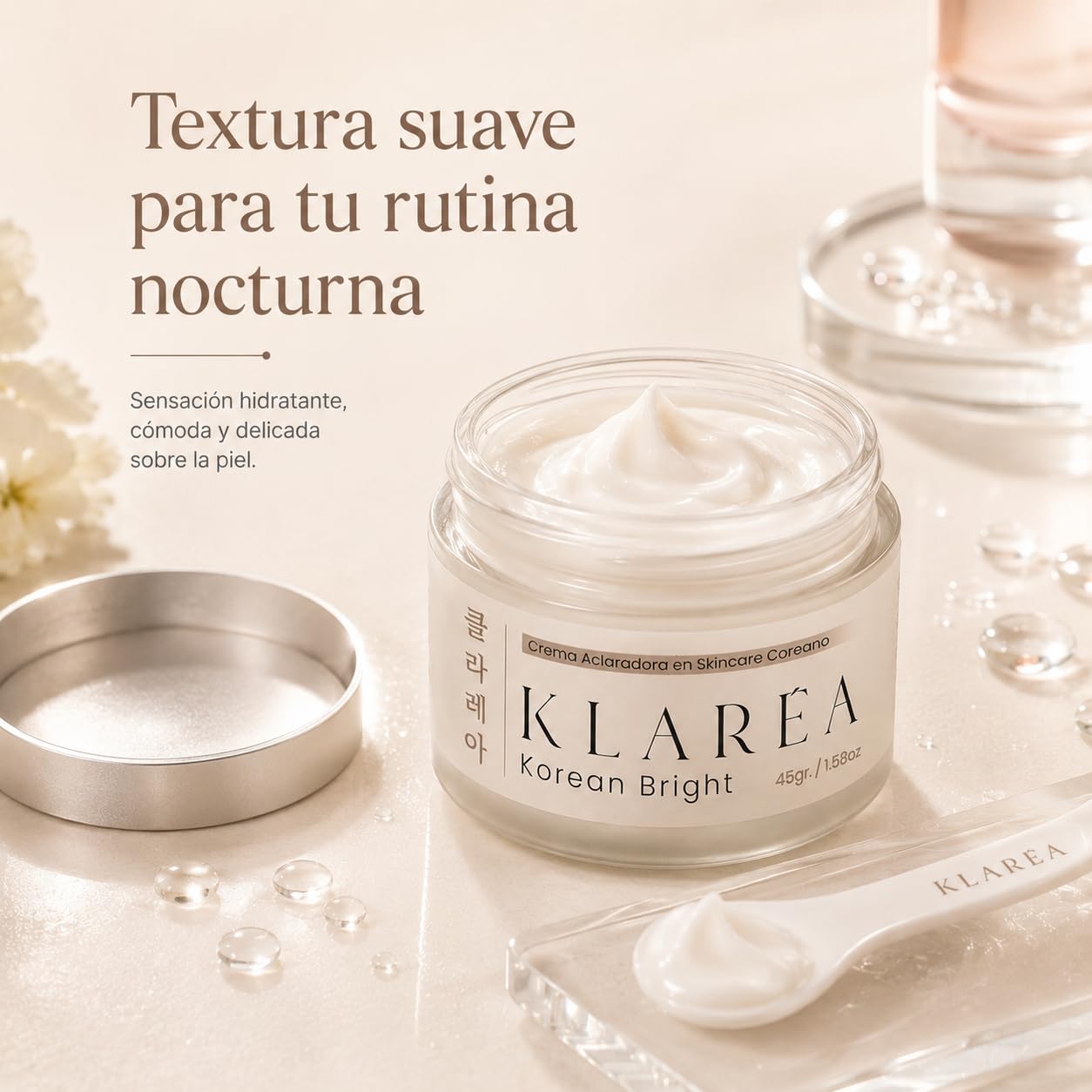 KLARÉA Korean Bright 45g - Crema Aclaradora Cosmética K-Beauty Corea para Manchas, Zonas Oscuras y Tono Desigual - Uso Facial y Corporal para Axilas, Codos, Rodillas, Cuello y Manos