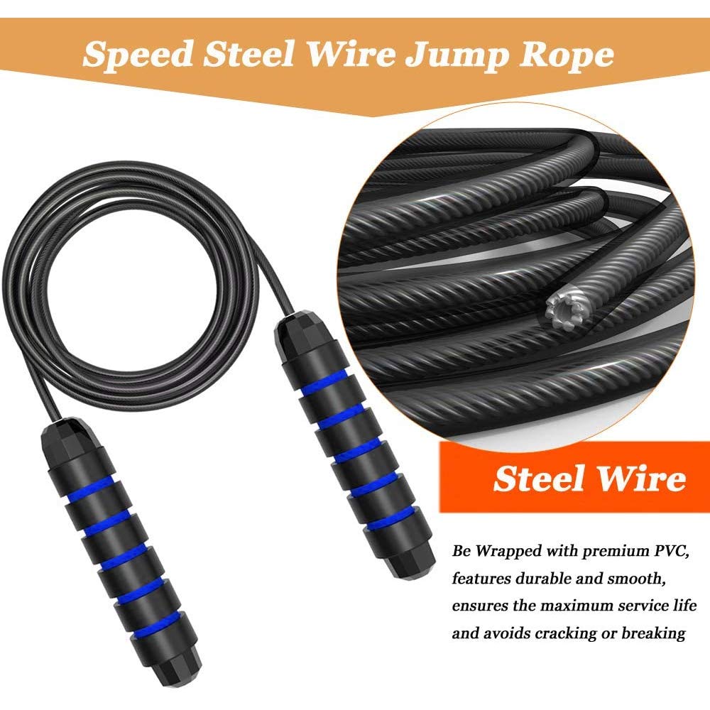 WAYAMY Cuerda para Saltar, Fácil de Ajustar y con Manijas Cómodas,Calidad Premium, Cuerda Ligera y Ajustable Mejor para Mantenerse en Forma, Pérdida de Peso, como Speed  (Azul)