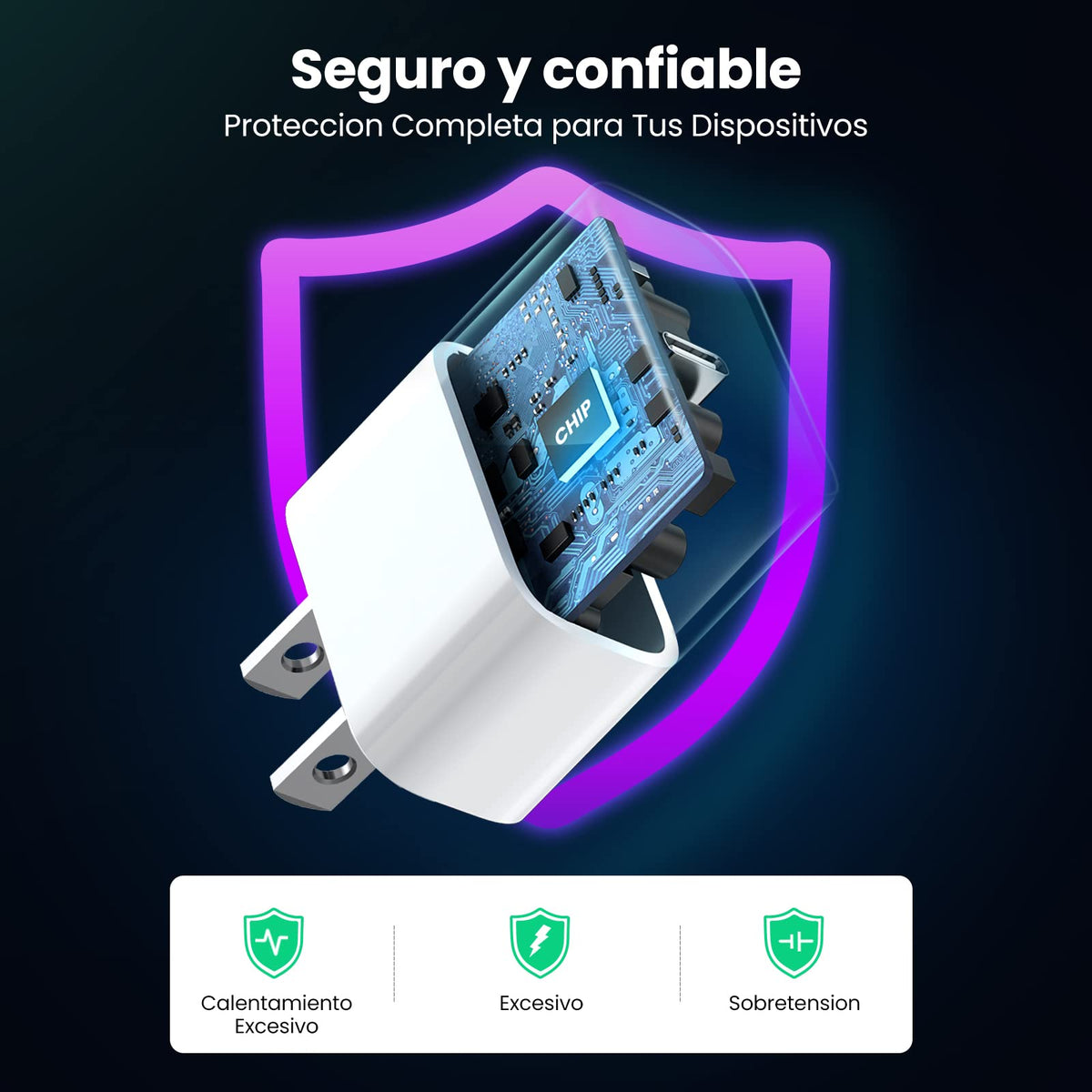UGREEN 20W Cargador Pared USB Tipo C con 1M Cable Lightning, Portátil Compatible con iPhone 14 13 12 11 Pro MAX, iPad 2020, Galaxy S21 S20 Ultra