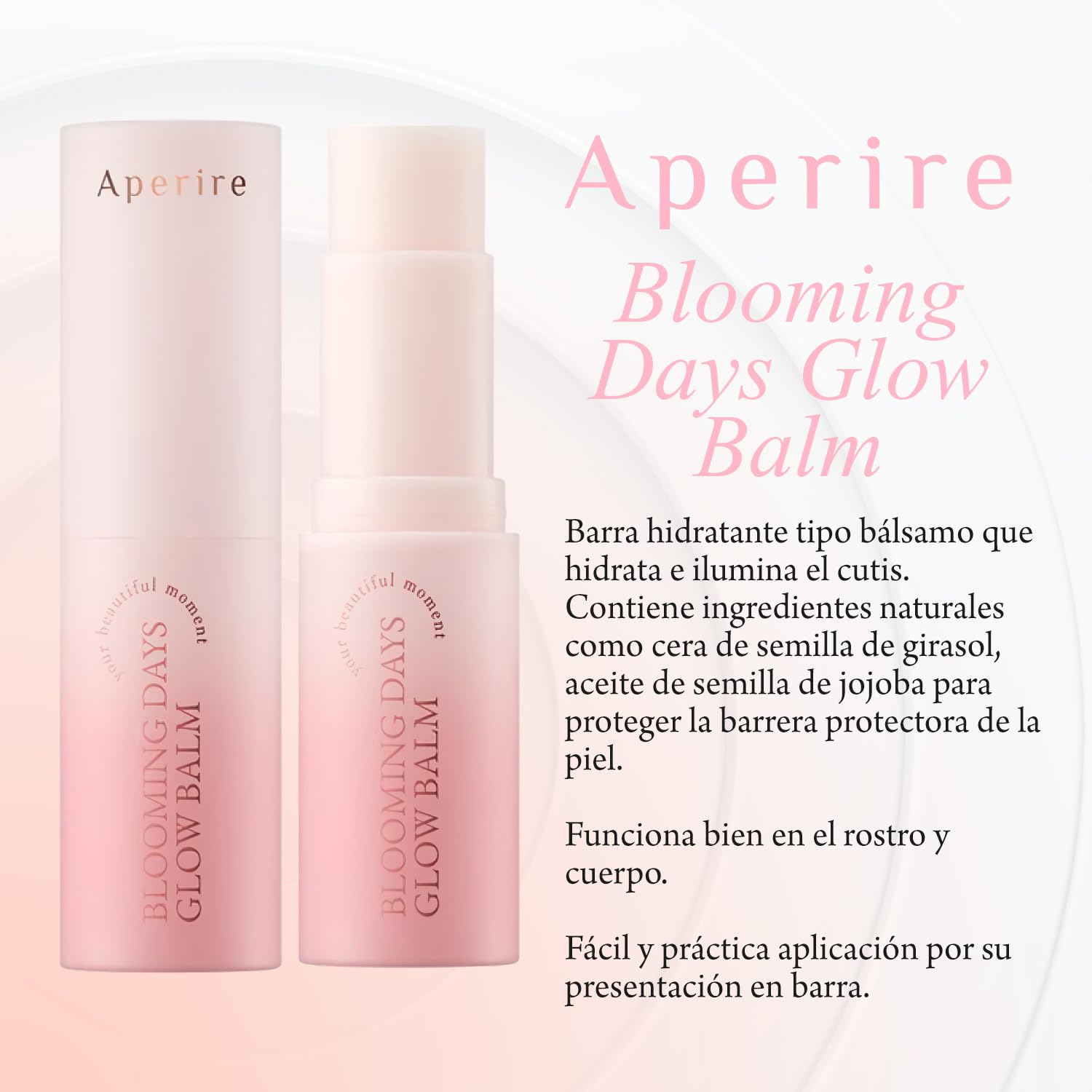 Bálsamo Facial Coreano Day Glow Soothing Balm Stick Aperire | Skin Care Asiatic | Hidratante en Barra | Protección y Luminosidad | Para Rostro y Cuerpo | 9.5g | Skin Care Korean K-Beauty