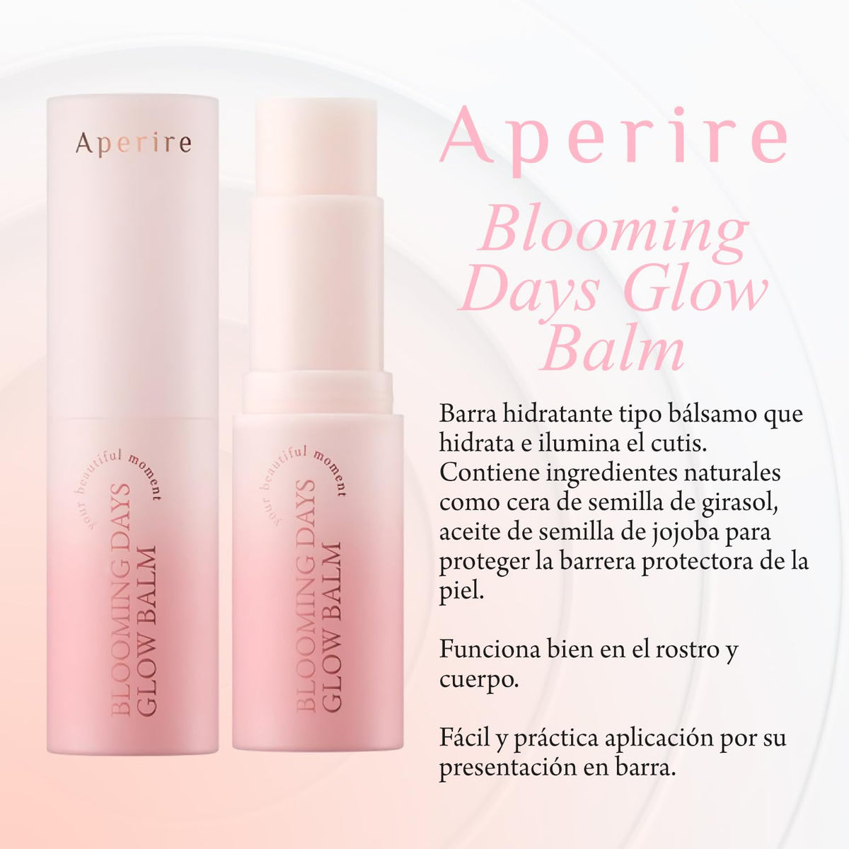 Bálsamo Facial Coreano Day Glow Soothing Balm Stick Aperire | Skin Care Asiatic | Hidratante en Barra | Protección y Luminosidad | Para Rostro y Cuerpo | 9.5g | Skin Care Korean K-Beauty