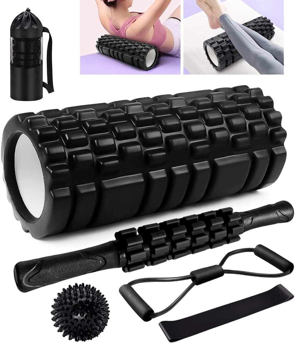 Rodillo de Espuma 6 en 1 Kit Masajeador Negro