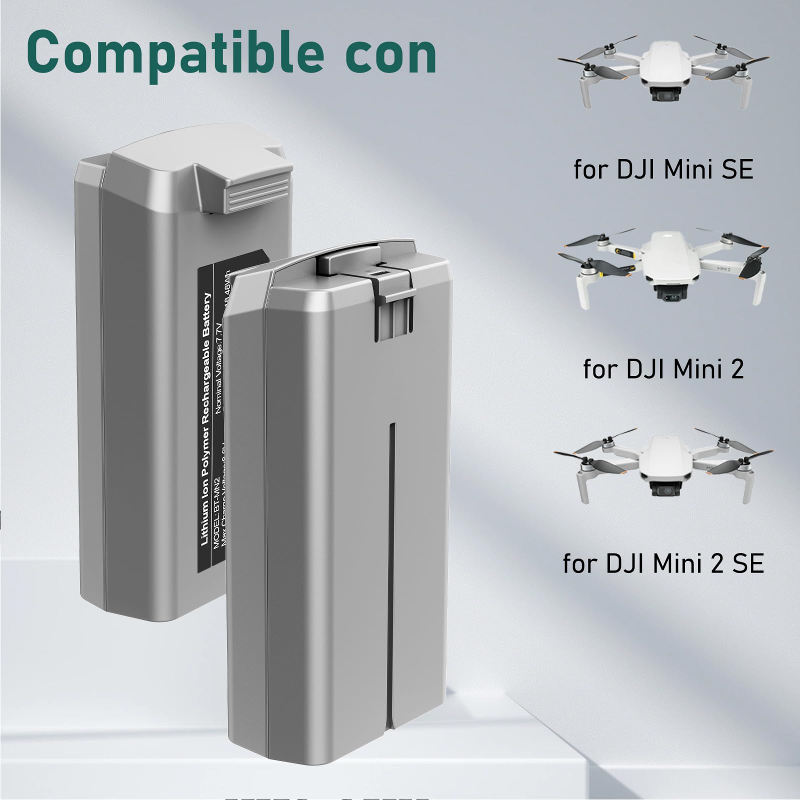 Artman Paquete de 2 Batería Mini 4K/Mini 2 con Estación de Carga, Batería para DJI Mini SE con Concentrador de Carga Bidireccional con Pantalla, Batería de 2400mAh 7,7V y 31 Minutos de Tiempo de Vuelo
