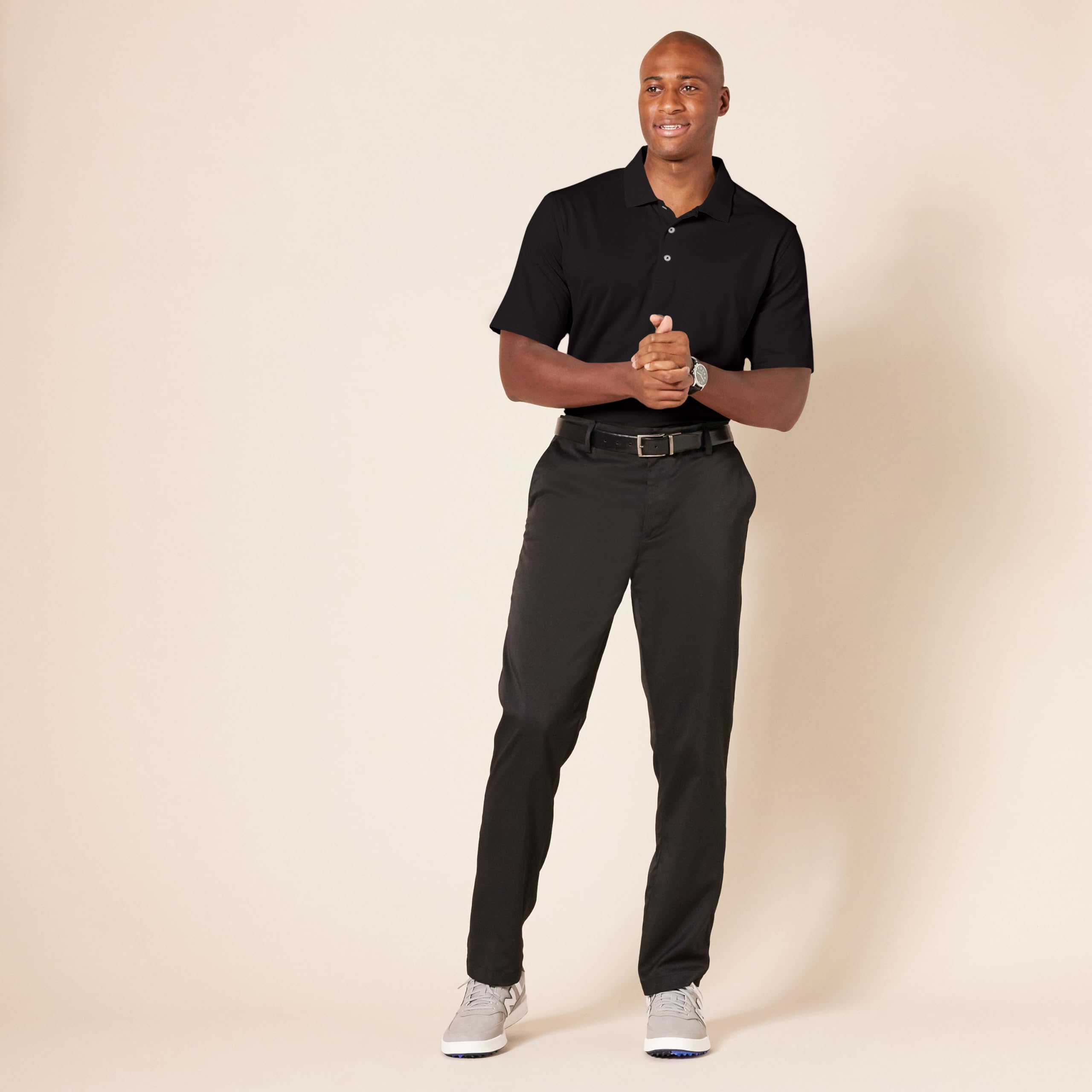 Amazon Essentials - Polo de golf de secado rápido para hombre (disponible en tallas grandes y altas), color negro, talla G