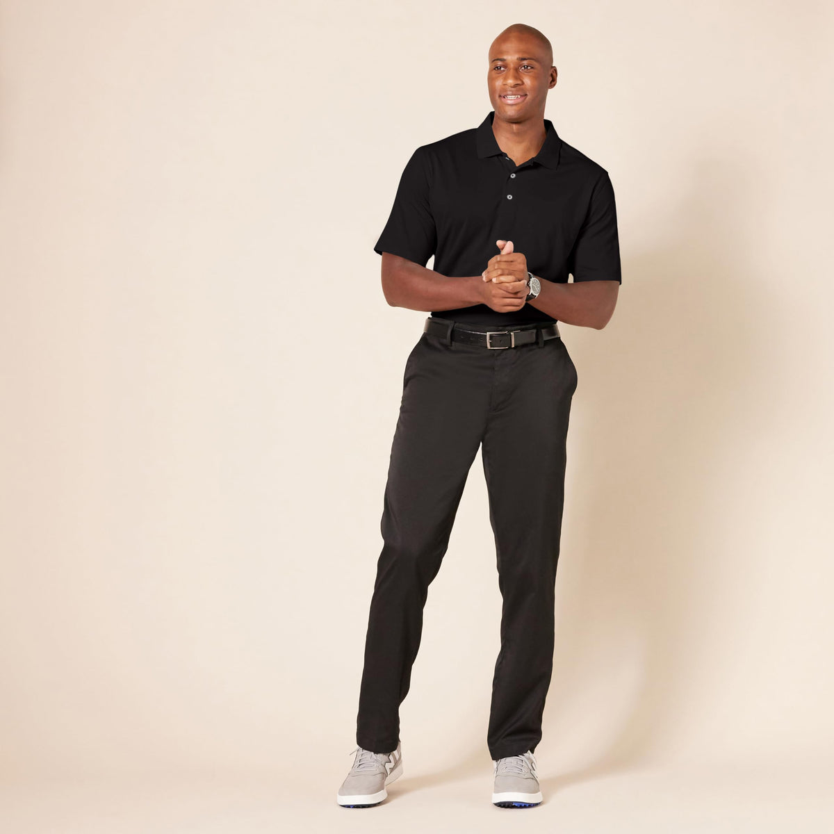 Amazon Essentials - Polo de golf de secado rápido para hombre (disponible en tallas grandes y altas), color negro, talla G