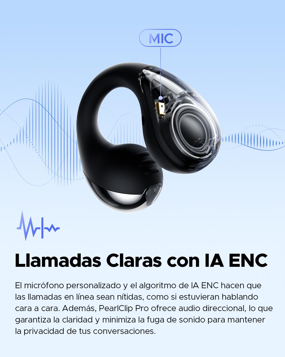 SoundPEATS PearlClip Pro Audífonos Open-Ear Clip Cómodo Estable Hi-Res LDAC