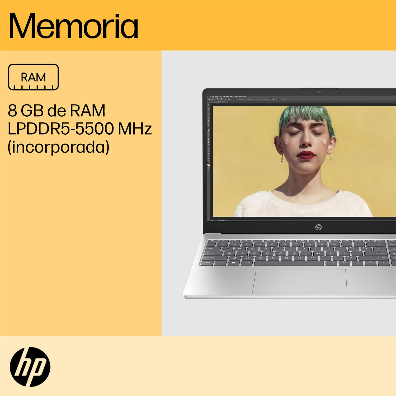 HP Laptop 15-fc0079la, AMD Ryzen 5, 8 GB, 512 GB SSD, 15.6, HD, Windows 11 Home, Teclado en Español, Garantía México, Plateado | Microsoft 365 Personal 12 Meses + Curso Multilenguajes