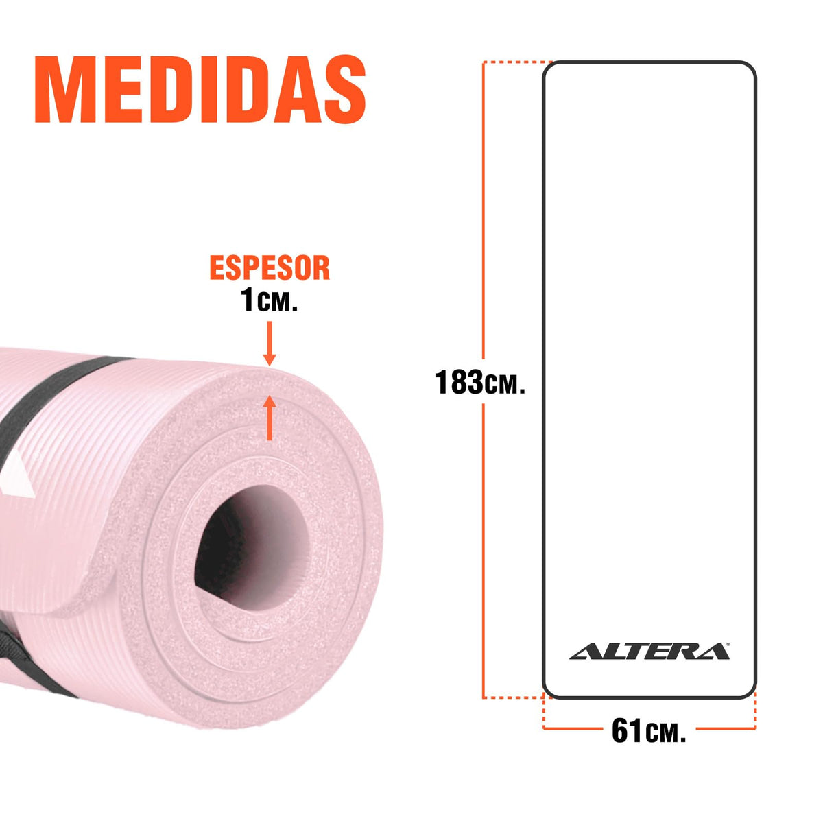 Altera Tapete para Ejercicio Yoga Pilates Rehabilitacion Gym Espesor 10 mm (Rosa Pastel)