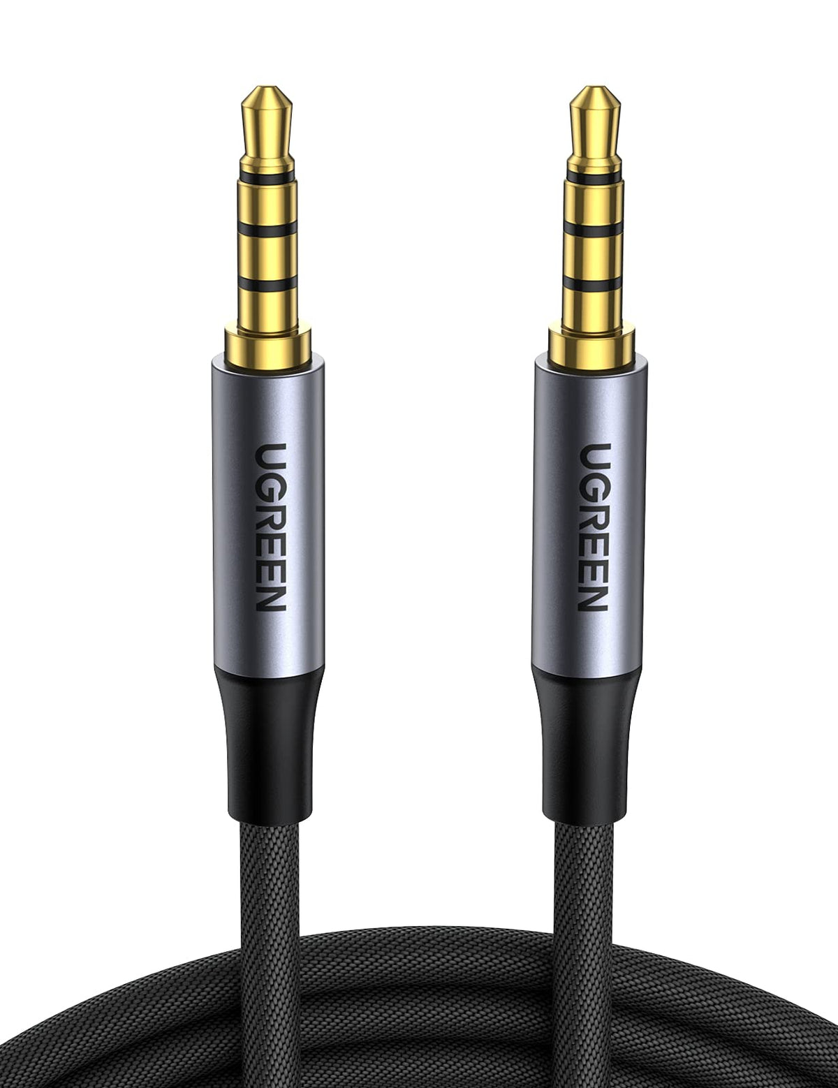 UGREEN Cable Auxiliar 2M, 3.5mm Cable Macho Macho, 4 Polos, Nylon Trenzado, Cable Audio Estéreo Compatible con iPhone, iPad, Celular, Tabletas, Estéreos del Automóvil, Auriculares