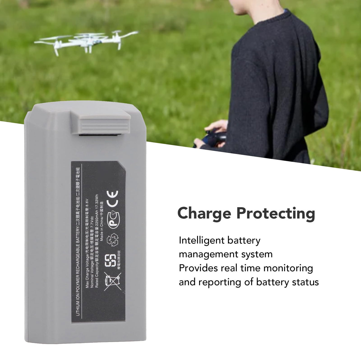 Batería de Vuelo Inteligente Mini 2 para Dron MINI2 SE, Batería de Litio para Drones de 7,7 V 2250 MAh con Gestión Inteligente