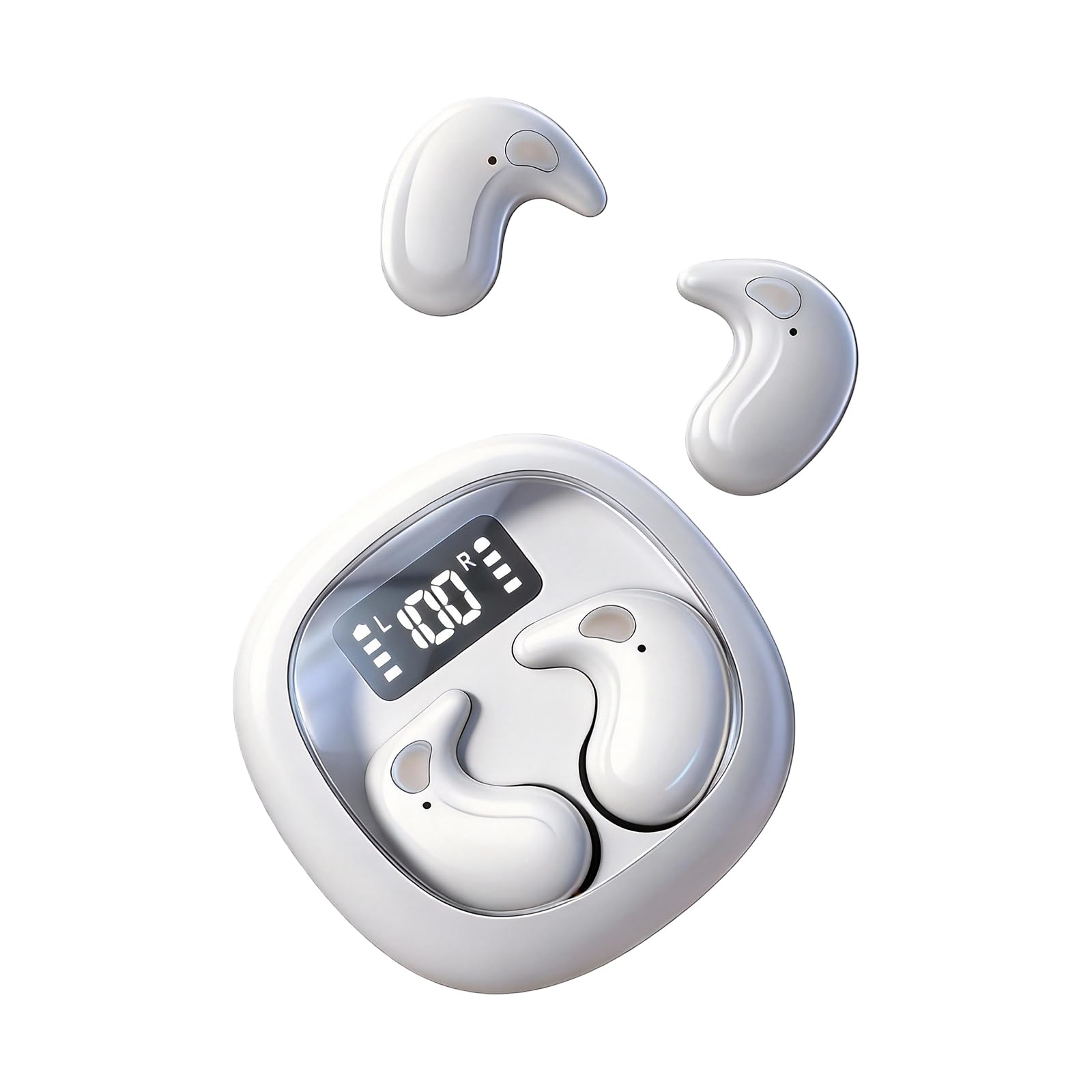 Audífonos Bluetooth para Dormir 5.4, Aislamiento Acústico 60dB, Pantalla LED, Autonomía 24h, Unidad 13mm Hi-Res AAC, Diseño Ergonómico Sin Presión para Dormir de Lado, Súper Ligeros