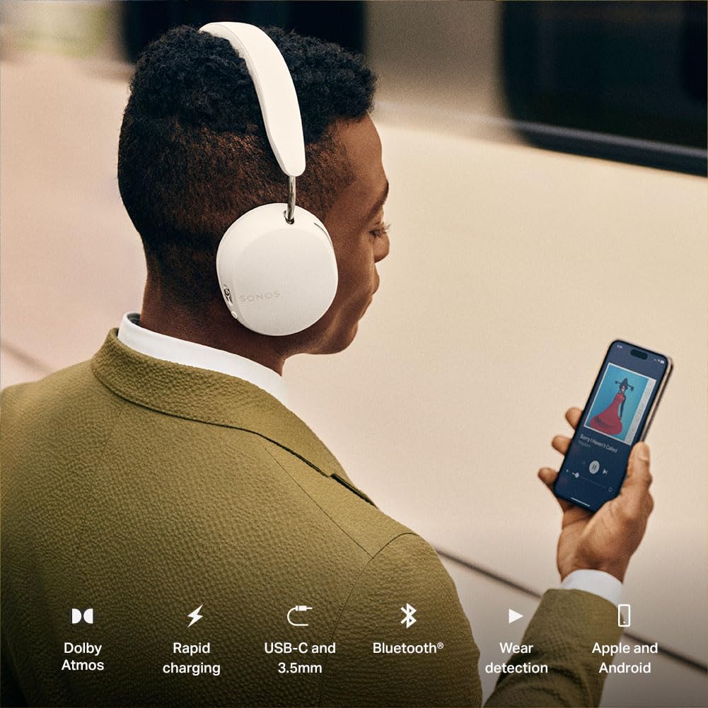 Sonos Ace Audífonos Inalámbricos Over-Ear con Cancelación Activa de Ruido, Audio Espacial, Audio Lossless y 30 Horas de Batería - Negro