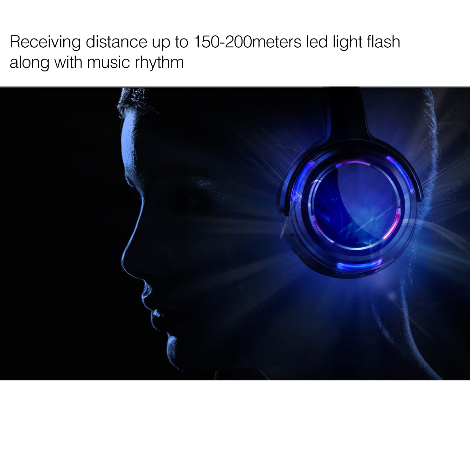 AYVVPII - Auriculares Inalámbricos con LED Silenciosos y RF para Disco Silencioso para iPod MP3 DJ Music Pary Club (30 Auriculares LED + 3 Transmisores)