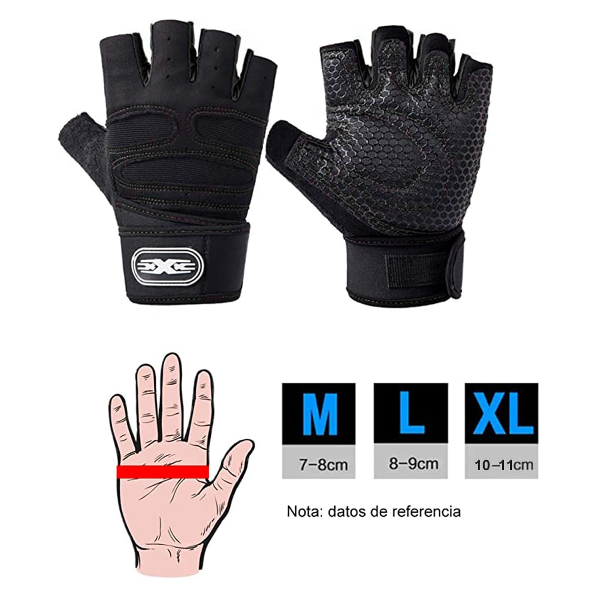 DQST Guantes para Gym, Guantes Deportivos para Gimnasio, Guantes Antideslizante y Transpirable, Guentes Diseño con Protección de Muñecas para Hombre y Mujer para Correr, Montar Bicicleta (Negro, M)