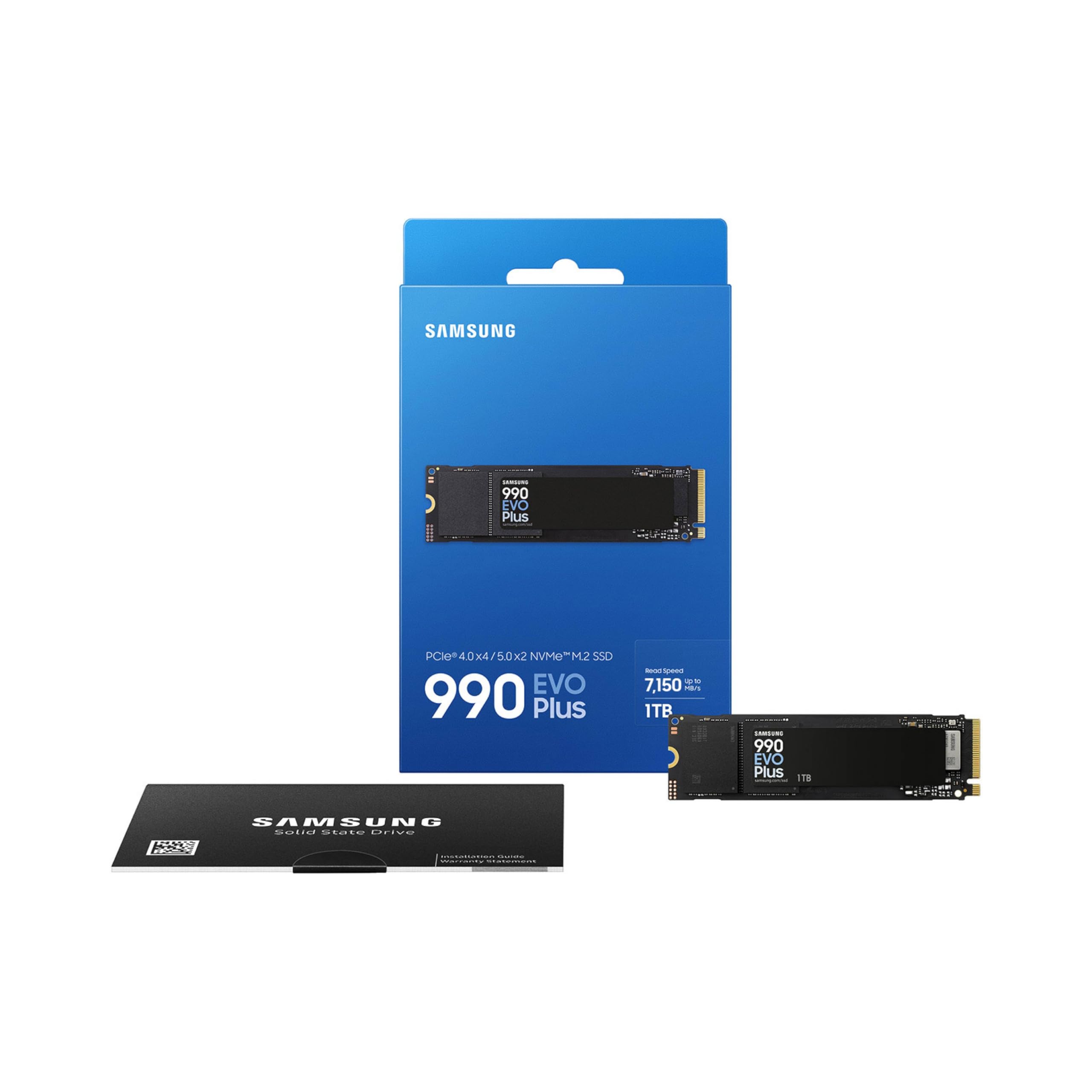 Samsung 990 EVO Plus SSD 1TB, PCIe Gen 4x4, Gen 5x2 M.2 2280, velocidades de hasta 7.250 MB/s, Almacenamiento actualizado para PC/portátiles, tecnología HMB y turboescritura Inteligente 2.0,