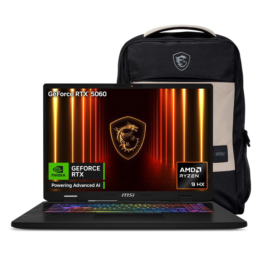 MSI Laptop Gaming Crosshair 17" NVIDIA GeForce RTX5060 Ryzen 9 16GB RAM 1TB SSD/Teclado en español/2 años de garantía/Incluye Mochila