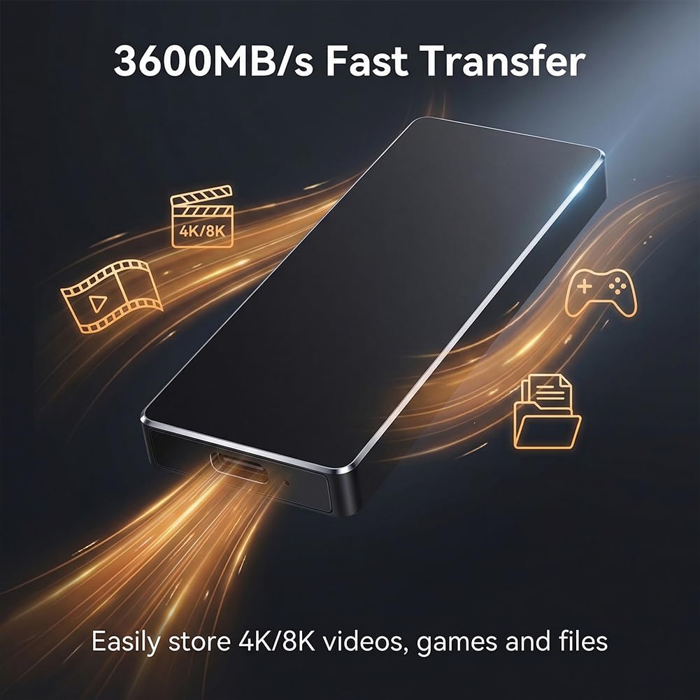 Unidad de estado sólido portátil SSD portátil de 2 TB, unidad de estado sólido USB-C de alta velocidad con funda protectora