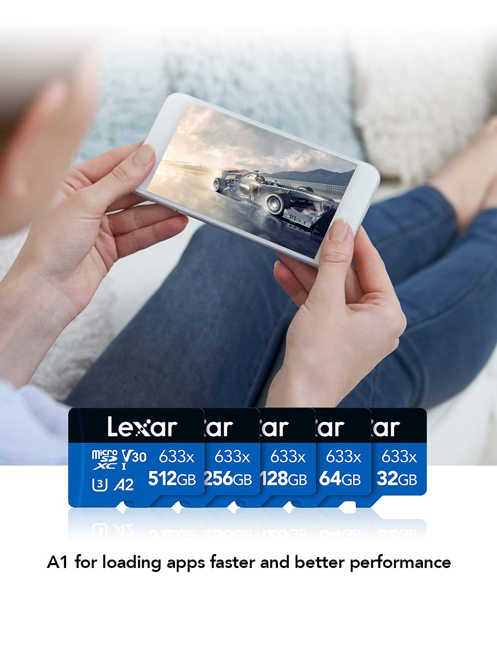 Micro SDHC con adaptador SD, Negro/Azul, 128 GB