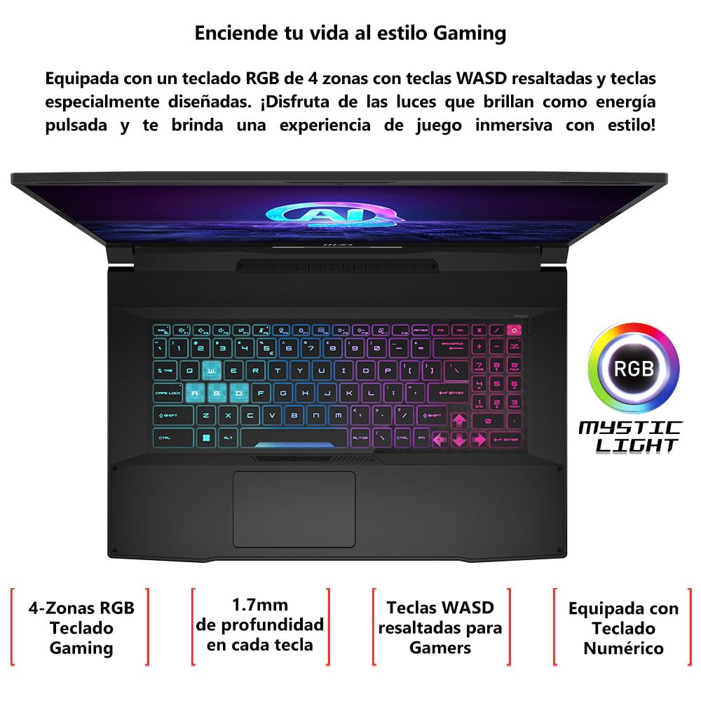 MSI Laptop Gaming Katana A17 | AI Ryzen 9-8945HS | Nvidia GeForce RTX4070 | 32GB RAM 1TB SSD |17.3" FHD | Teclado en español
