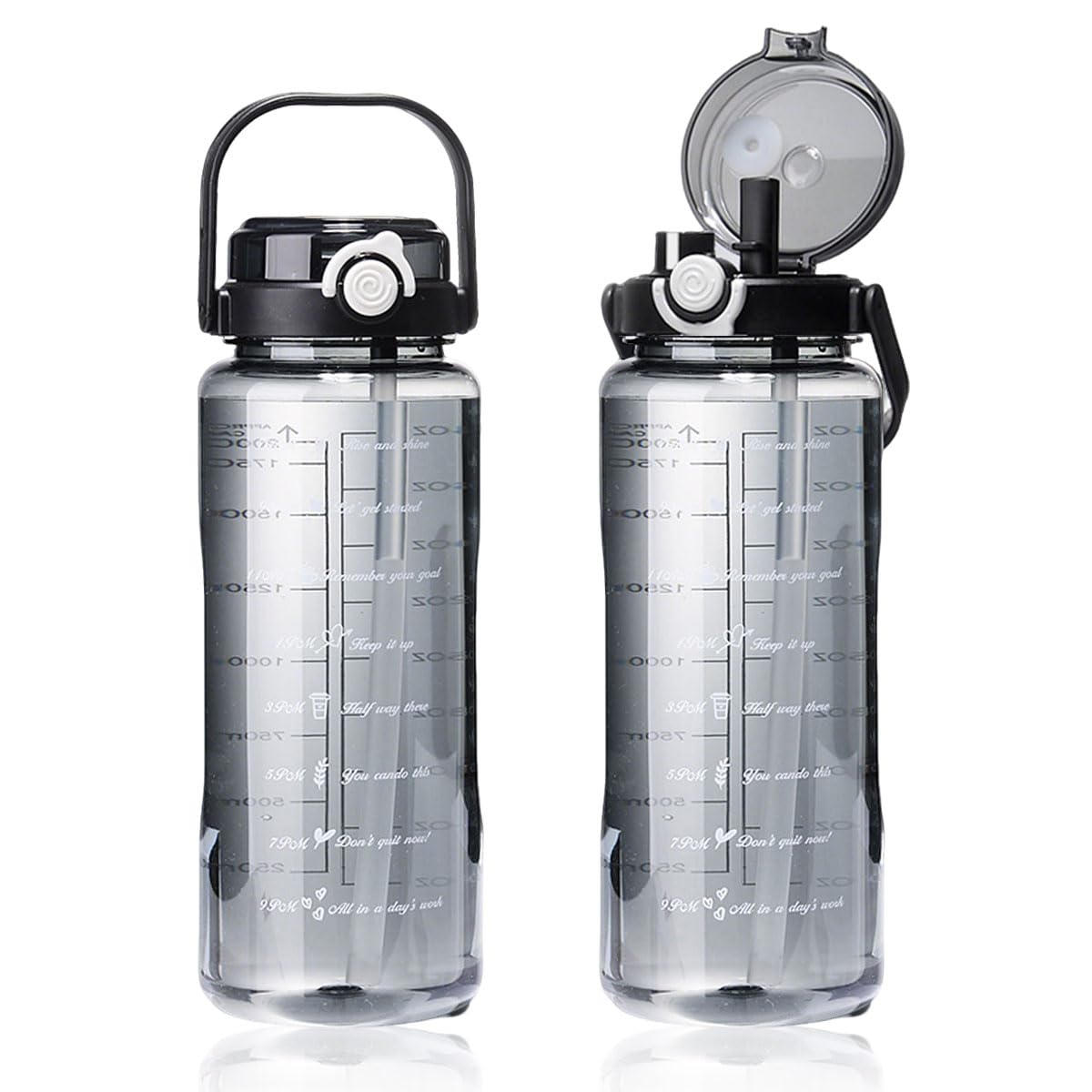 Botella de Agua Deportiva 2L con Pajita Sin BPA Antifugas