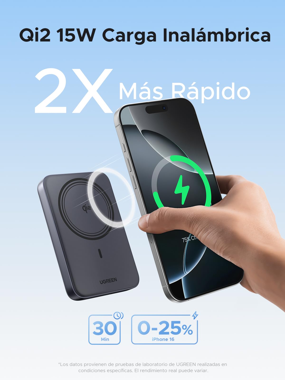 UGREEN Qi2 15W Certificado 10000mAh Power Bank Inalambrico 20W, Powerbank Batería Portátil, Tipo C Pila Portatil Carga Rapida Magnetica PowerBank Compatible con iPhone 16/15/14/13/12+ Pro MAX