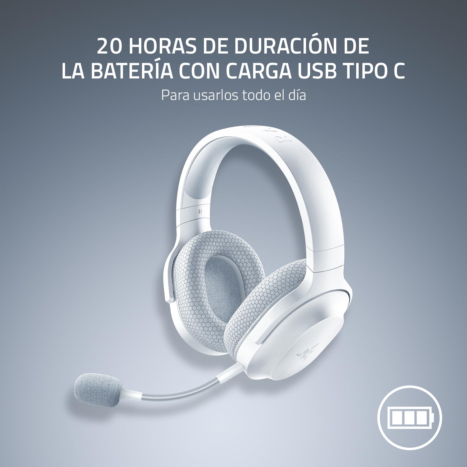 Razer Barracuda X Auriculares Gaming & Móviles Inalámbricos (PC, PlayStation, Switch, Android, iOS): 2.4GHz Inalámbrico + Bluetooth - Ligero - Drivers de 40mm - Micrófono Desmontable - Blanco Mercurio