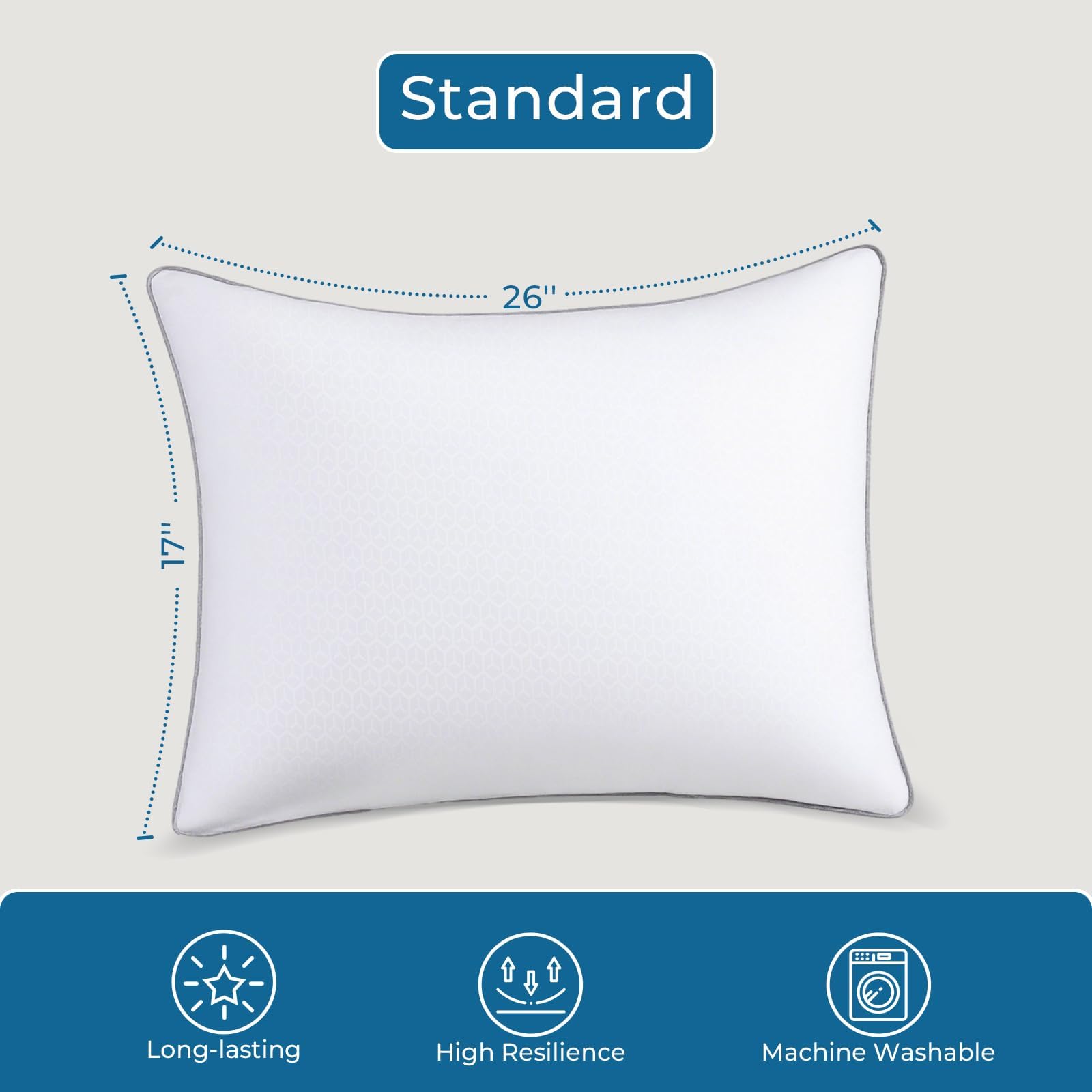 Sasttie Almohadas Tamaño Estándar Juego de 4, Almohadas de Cama para Todo Tipo de Durmientes, Relleno Alternativo Certificado Oeko-Tex, Calidad Hotelera y Lavables a Máquina