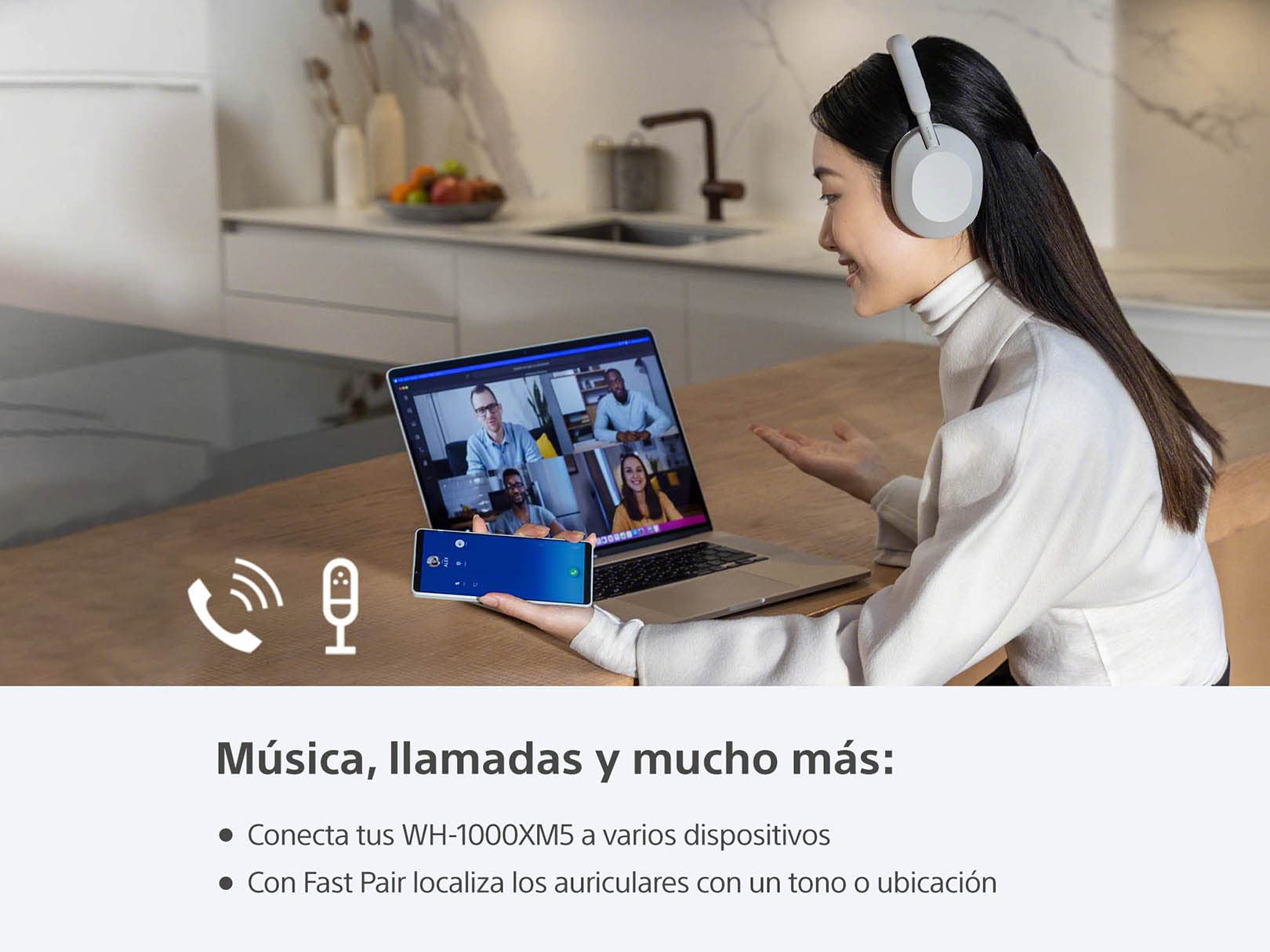 Sony WH-1000XM5 Audífonos inalámbricos con Cancelación de Ruido, Negro (Versión Nacional)