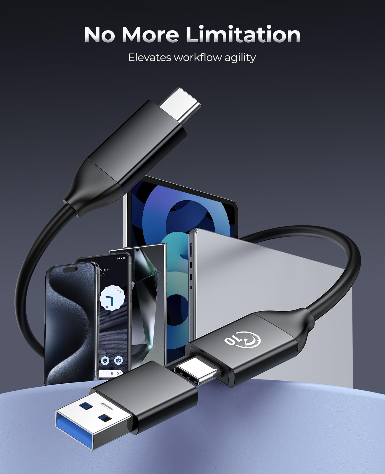 ORICO 512GB SSD externo con cable USB C 2 en 1, unidad de estado sólido portátil USB 3.2 Gen 1 hasta 460MB/s, resistencia al polvo y caídas, almacenamiento confiable para smartphone, PC, tableta