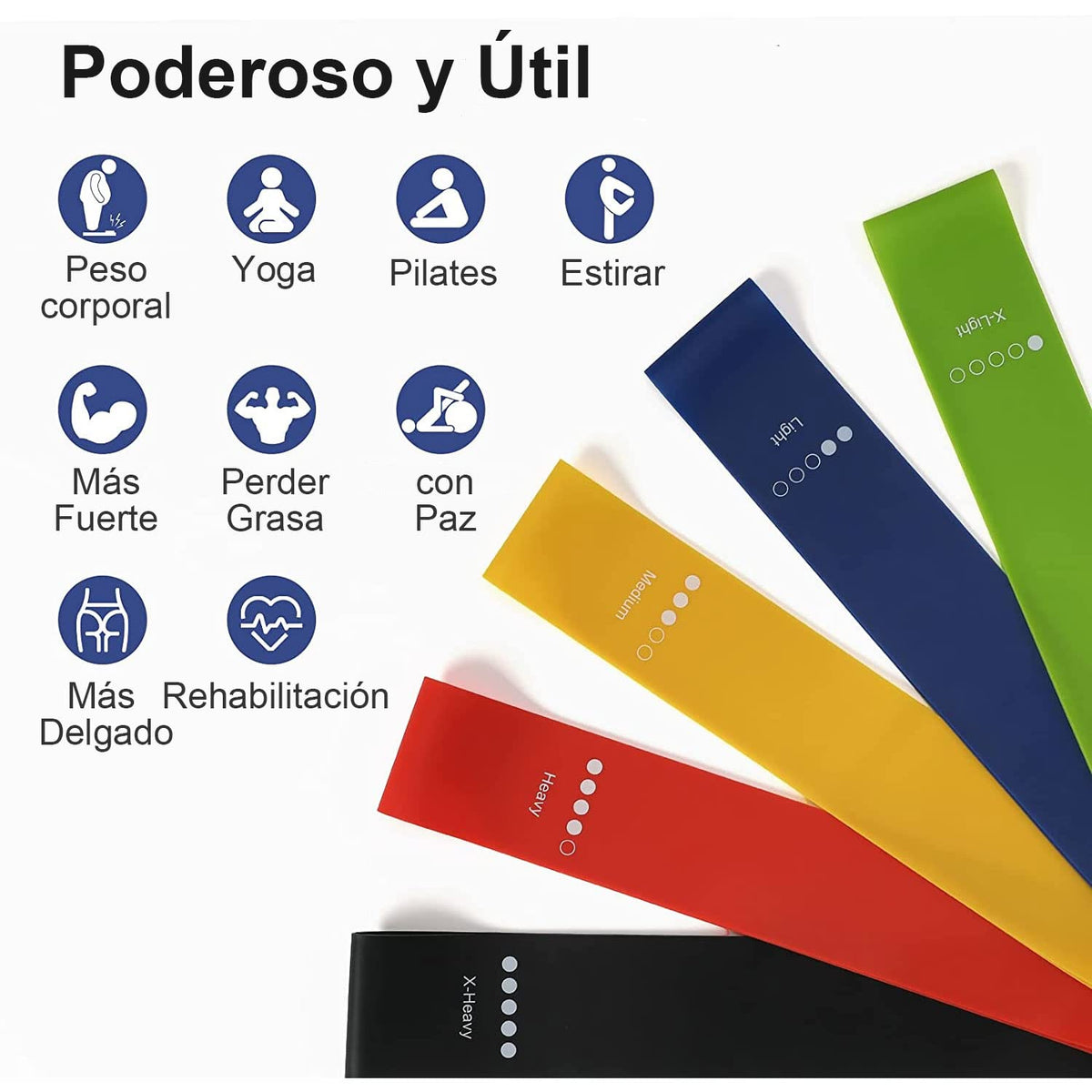 E T EASYTAO Bandas de Resistencia para Ejercicio 5 PCS para Yoga y Pilates