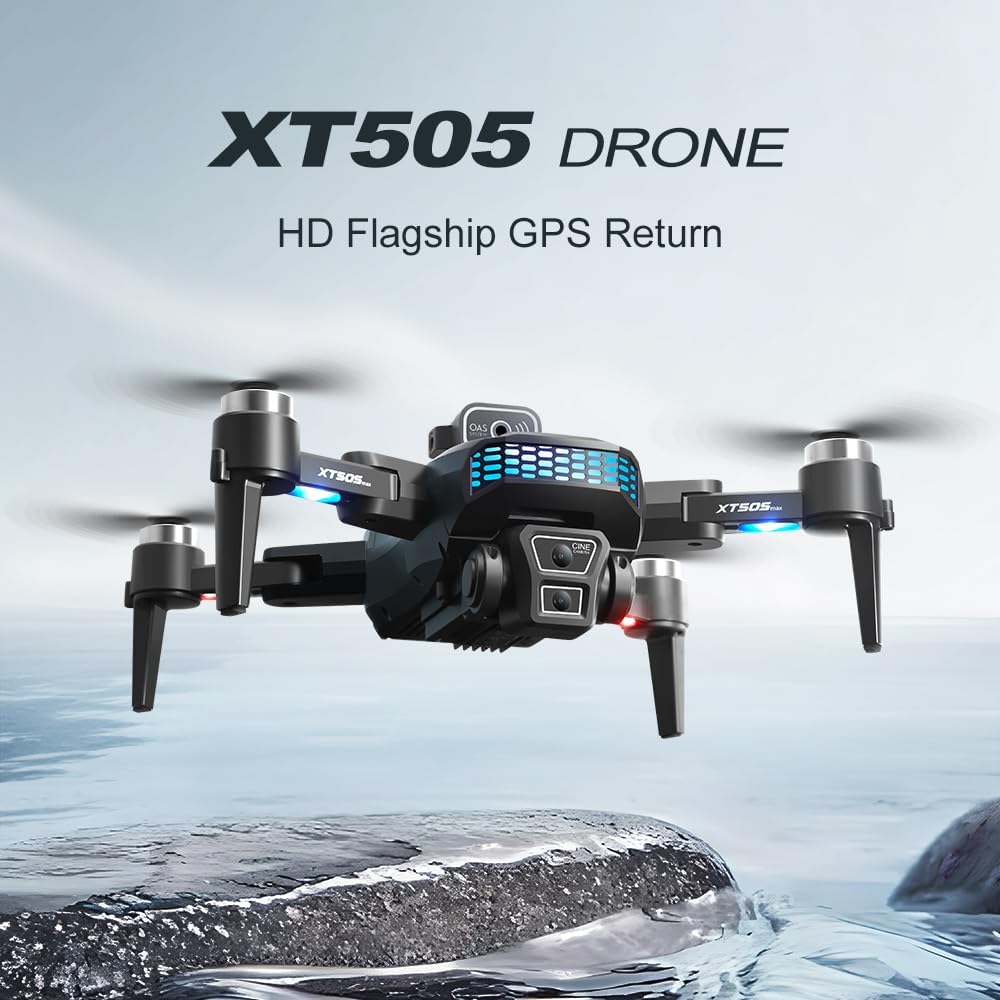 GILLAS Mini Drones Dron Mini con Cámara Ligero y Plegable con Vídeo 4k HDR Baterias 2 y Giro 360° Aérea Regreso a Casa Rth Cuadricóptero con Luz Led Compatible con Ios y Android 1080P HD