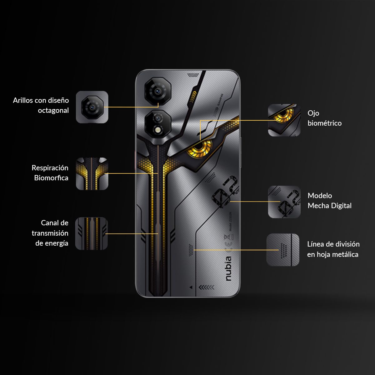 nubia Smartphone Neo 2 5G, 256GB+8GB RAM Principal (+12Gb RAM Dinamica) 50Mpx + 2Mpx Frontal 16Mpx Liberado Gris