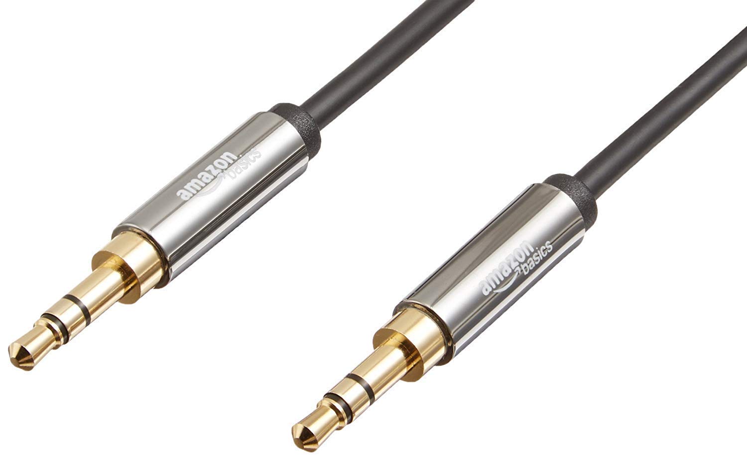Amazon Basics - Cable auxiliar de audio estéreo macho a macho de 3,5 mm, 4 pies, 1,2 metros, paquete de 2