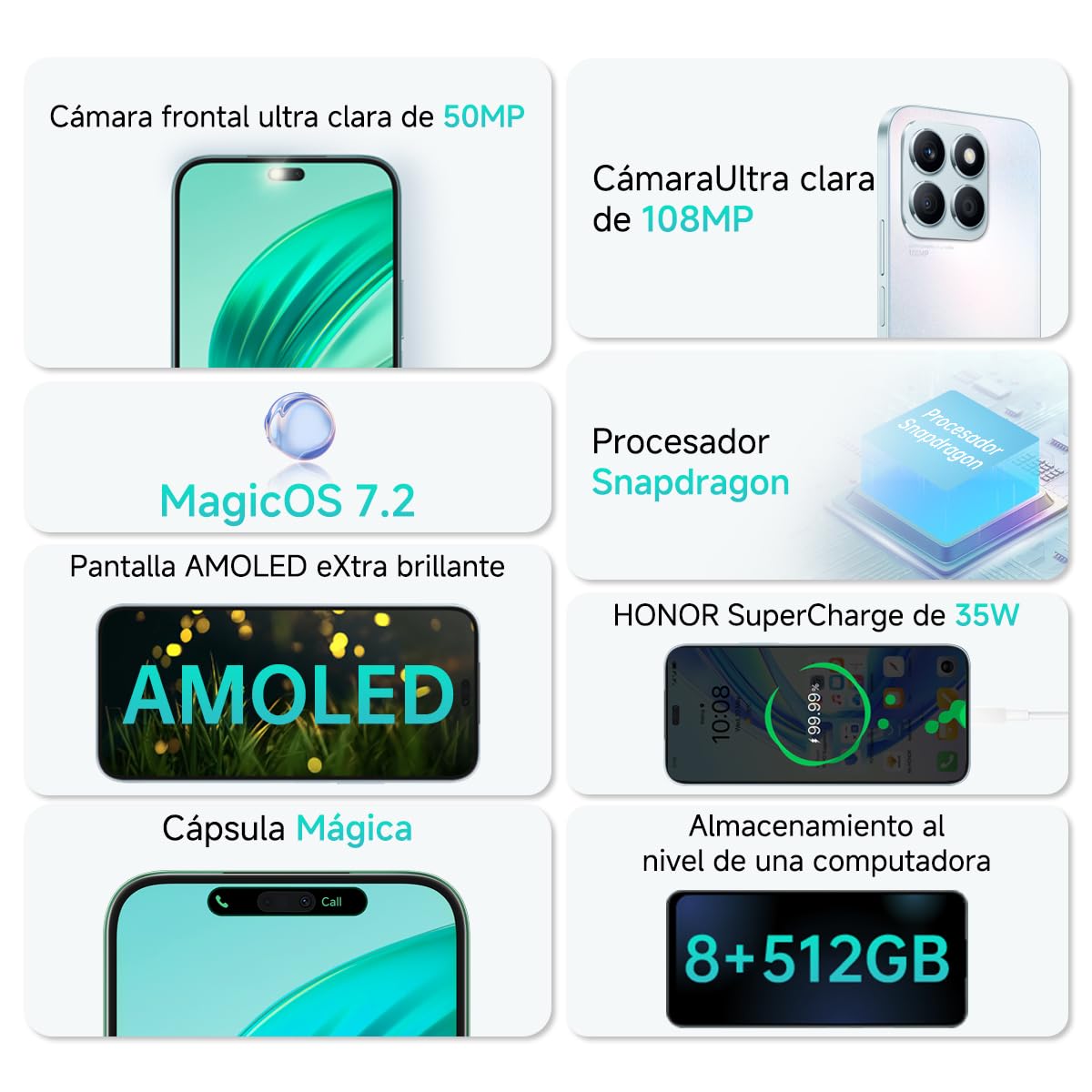 Honor Smartphone X8B 8+512GB Color Plata