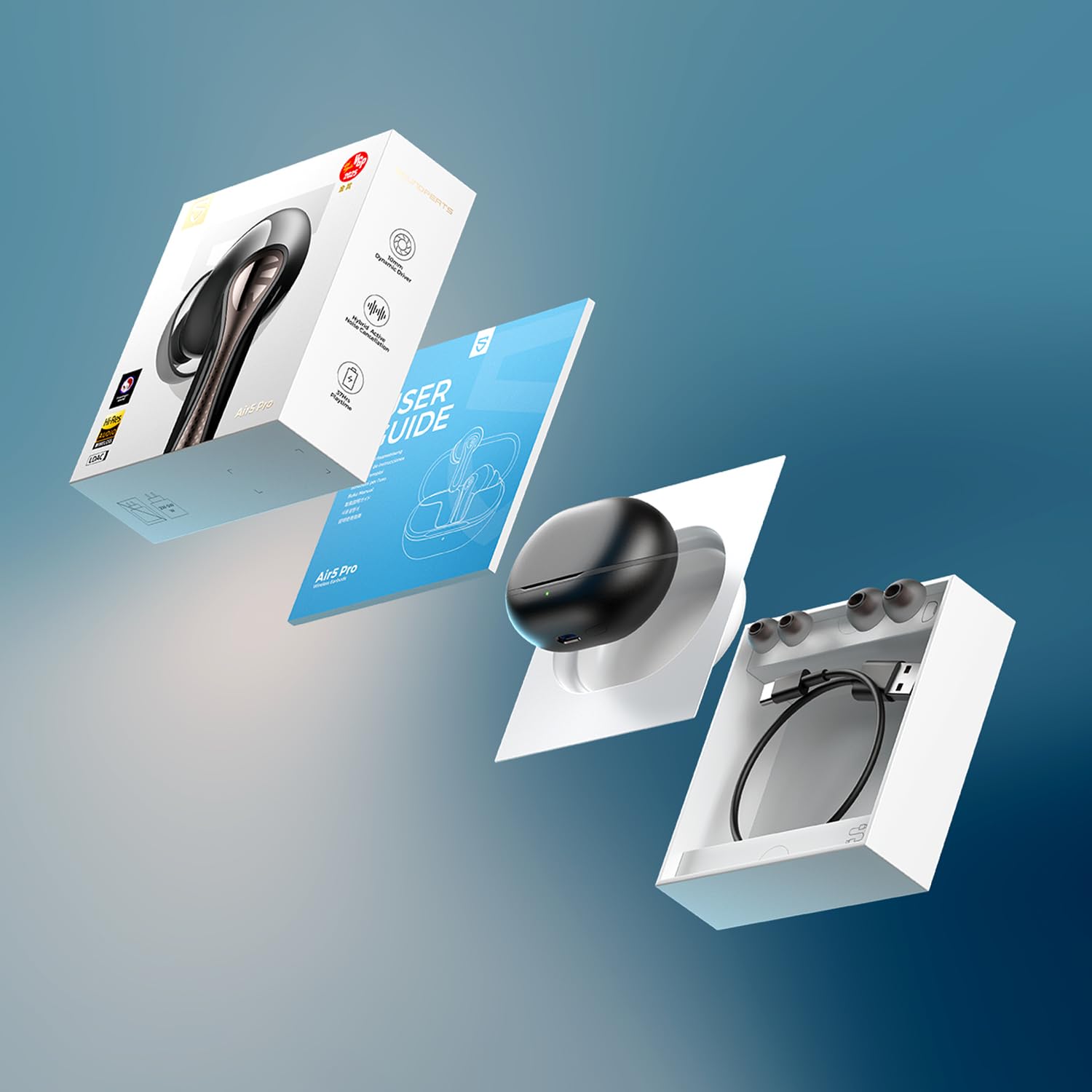 SoundPEATS Air5 Pro Audífonos In-Ear ANC 55dB Snapdragon Sound Hi-Res LDAC