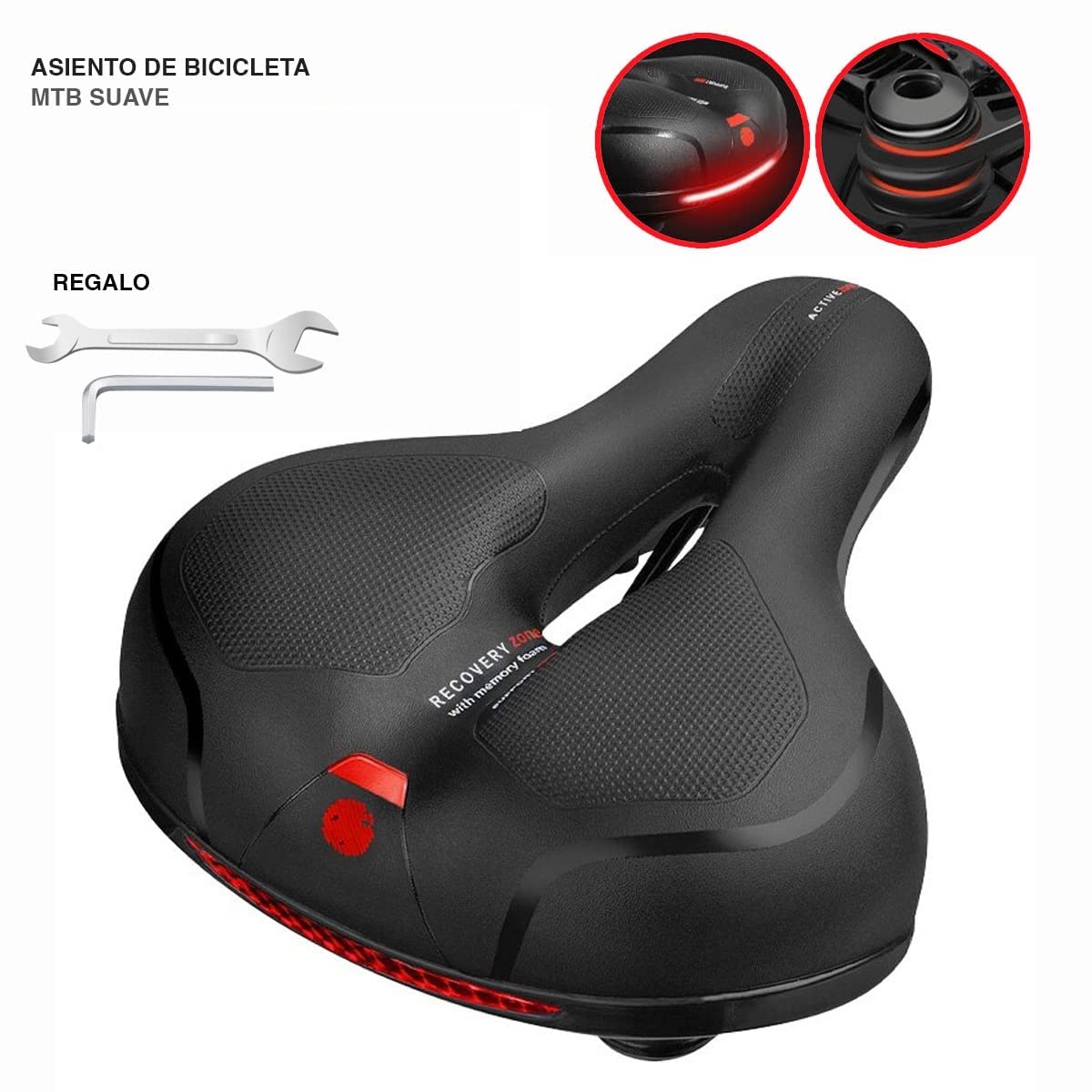 Raganet, Asiento de Bicicleta Comfort Sillín, Cojín Suave, Impermeable, Prostático y Compatible con Bicicletas De Montaña, Urbanas, Carreras y de Ejercicio, Unisex